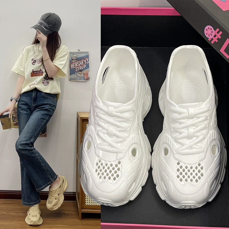 Туфли «крокодил» на толстой подошве. Женская летняя верхняя одежда. Нескользящая спортивная обувь на платформе на толстой подошве. Baotou. Дышащие, не вонючие повседневные сандалии.