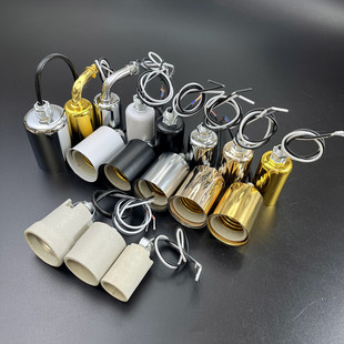 Ceramic copper wire lamp holder high temperature resistant sheath lamp cup lamp holder with wire size screw crystal lamp accessories DIY