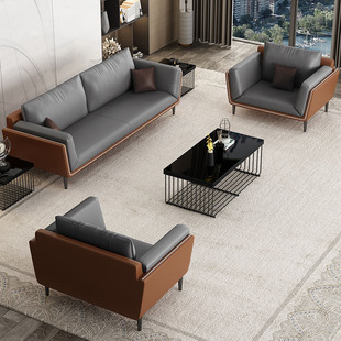 Sofa Coffee Table Combination Simple Modern Multi-Seat Sofa Reception Negotiation Reception Room Business Leather Art Office Sofa