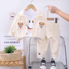 男童秋季套装2025新款儿童灯芯绒洋气小童春秋款宝宝衣服三件套潮