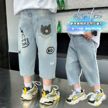男小童卡通牛仔七分裤2025夏季新款网红时髦休闲裤韩版儿童裤子潮