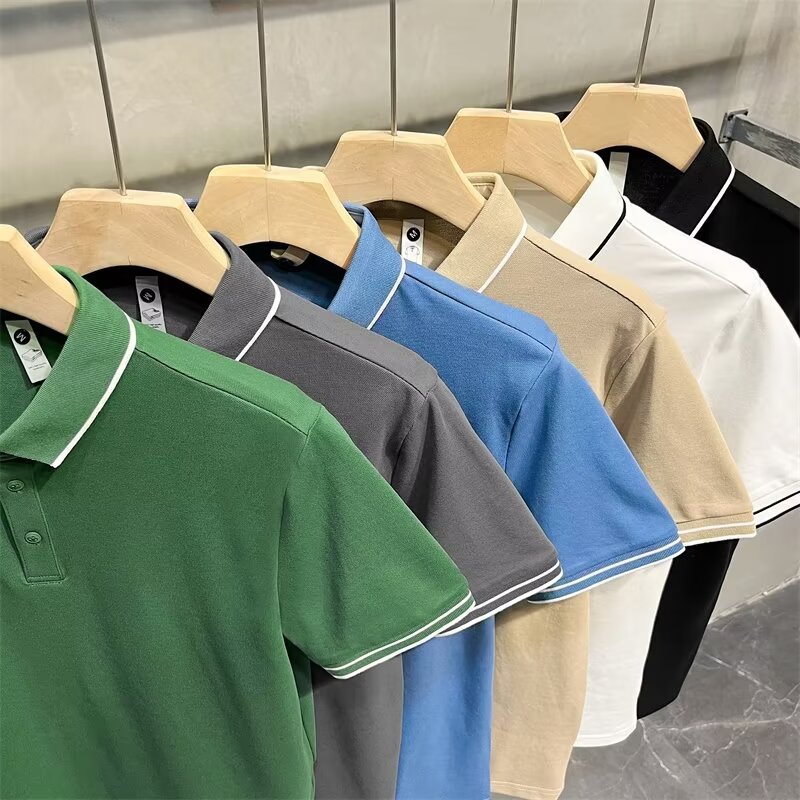 Camisas de manga corta con solapa, camisetas de verano de moda para hombres, camisetas coreanas delgadas, nuevas camisetas de polo de estilo universal.