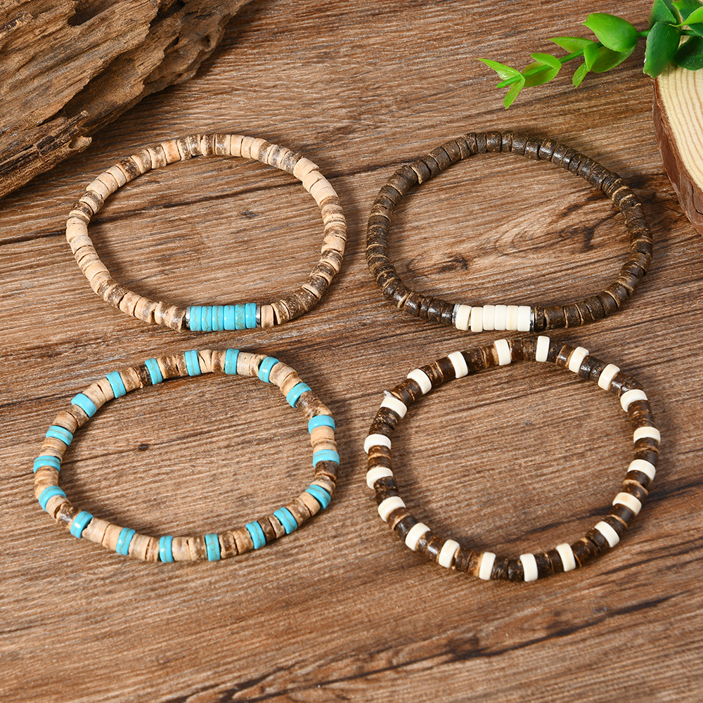 Retro Simple Style Geometric Wood Turquoise Men's Bracelets Imitation Pearl Accessories display picture 9