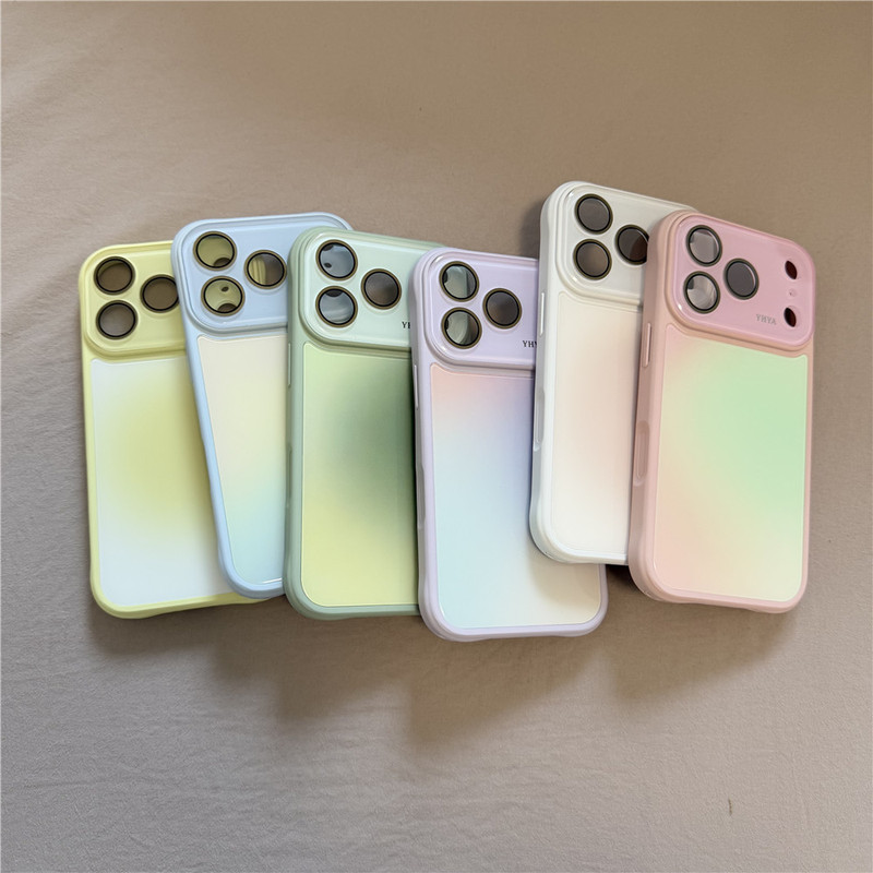 Ins Minimalist Large Window Gradient Color Suitable for iPhone 17Pro Phone Case 16Pm with Lens Film 13