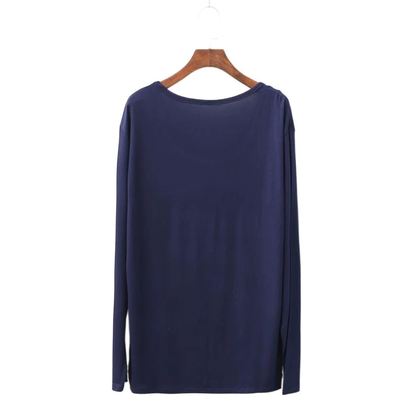 Мужская тонкая весенне-осенняя одежда, цельный базовый топ из модала большого размера с круглым вырезом и круглым вырезом для среднего и пожилого возраста