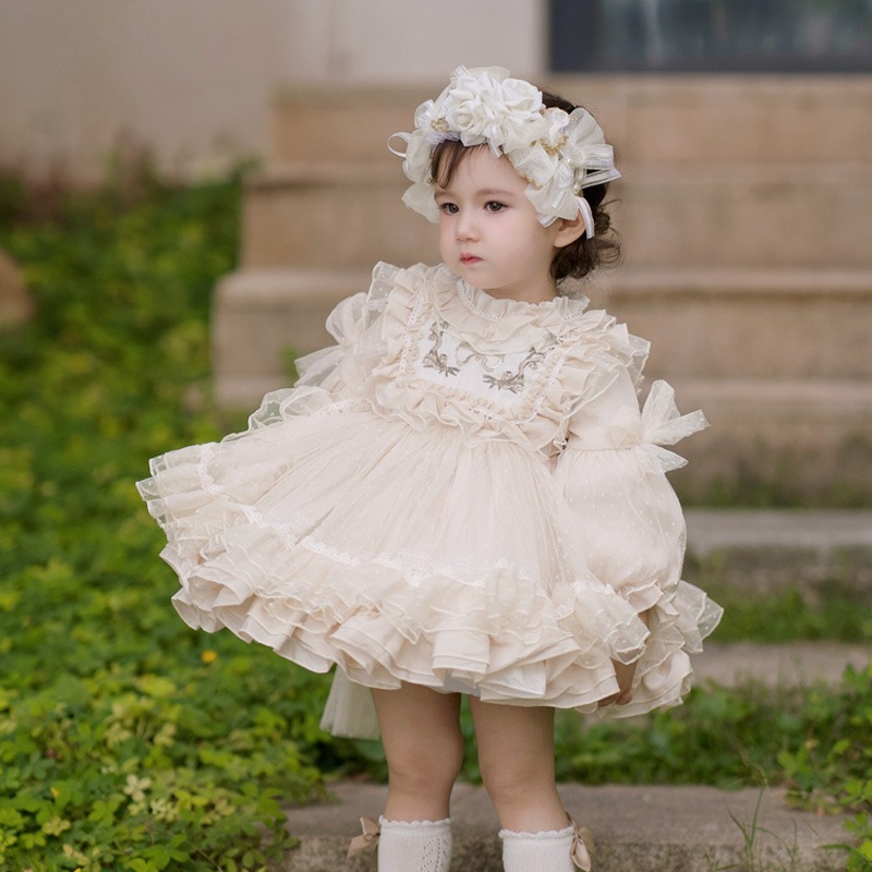 106059819@qq.com Robe de princesse Lolita pour bébé fille, en dentelle et gaze bouffante, pour son premier anniversaire._voghion.com
