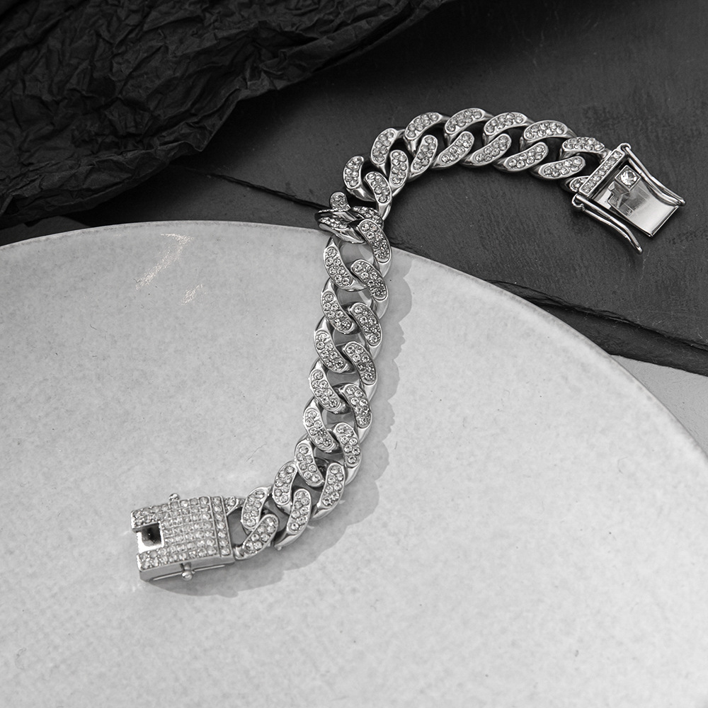 1 Stück Mode Einfarbig Legierung Kette Inlay Strasssteine Paar Unisex Armbänder display picture 2