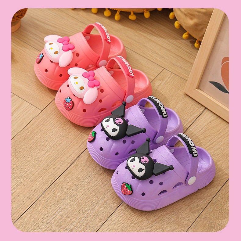 Sanrio New Children's Cute Soft Sole Slippers for Outer Wearing Hole Shoes Cartoon Sandals Waterproof Non-slip Thickened Soft Sole