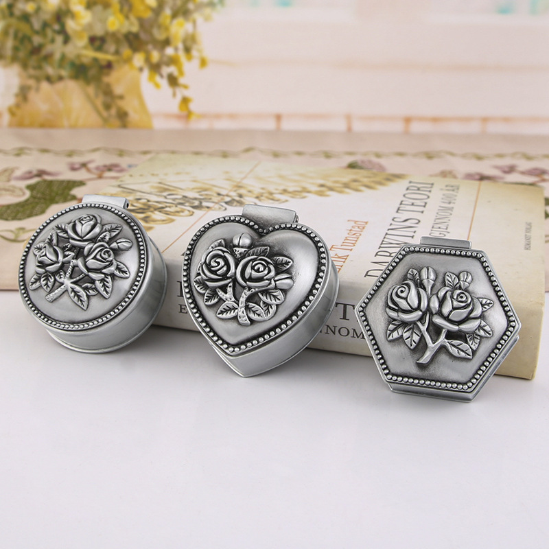 Creative European Retro Korean Princess Jewelry Box Flannel Mini Jewelry Storage Box Jewelry Box Earrings Ring Box