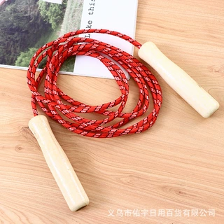 厂家直供木质手柄跳绳儿童运动休闲玩具学生体育用品尼龙木柄跳绳