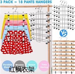 折りたたみ可能6段金属ズボンクリップ家庭用无痕クリップ付きハンガースカート下着スカーフ収纳整理ハンガー