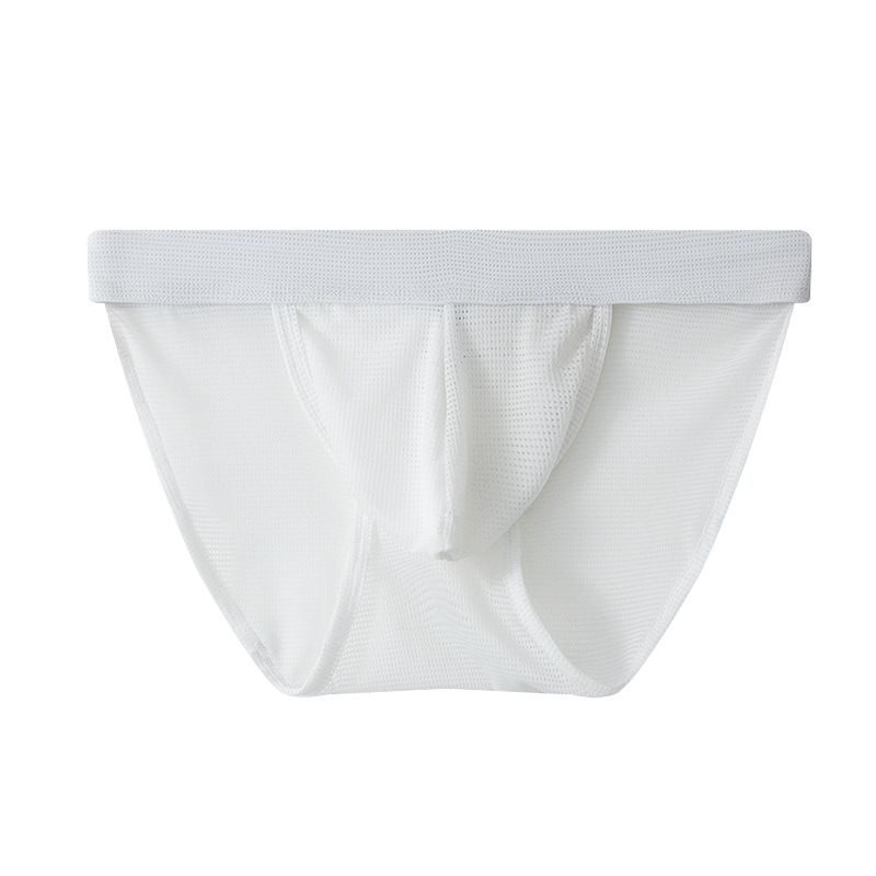 Ropa interior de seda de hielo para hombre, calzoncillos de corte alto, transpirable, de cintura baja, sexy, triangular