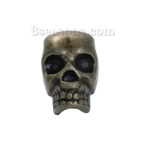 Заводская прямая поставка (серия Хэллоуин) Древняя бронзовая форма черепа 3D стерео цинковый сплав бус