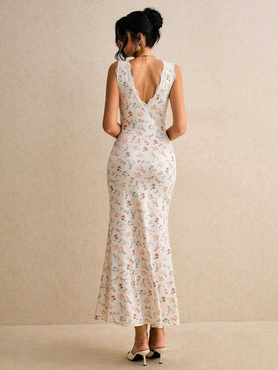 Vestido sin mangas de impresión europea y americana de verano de cuello en V bolsas de cintura de cintura de cadera de vestido largo ventas calientes transfronterizas image 2