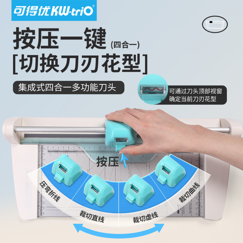 可得优四合一裁纸刀切纸机切割器办公a4裁剪器a3割纸神器照片相片