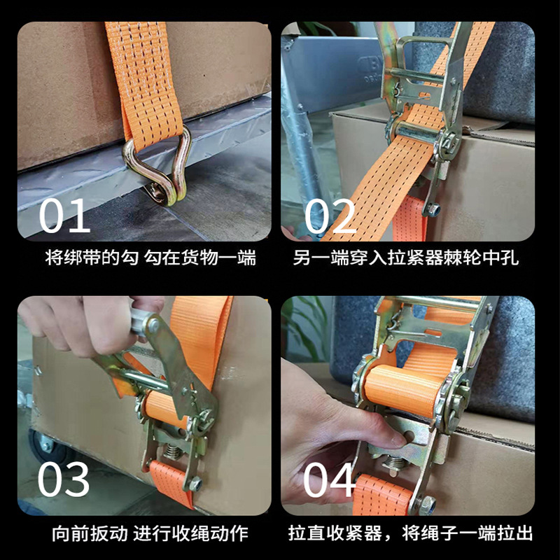 Tensor de correa de amarre de poliéster reforzado, cinturón de sujeción para carga de camión o contenedor, venta al por mayor