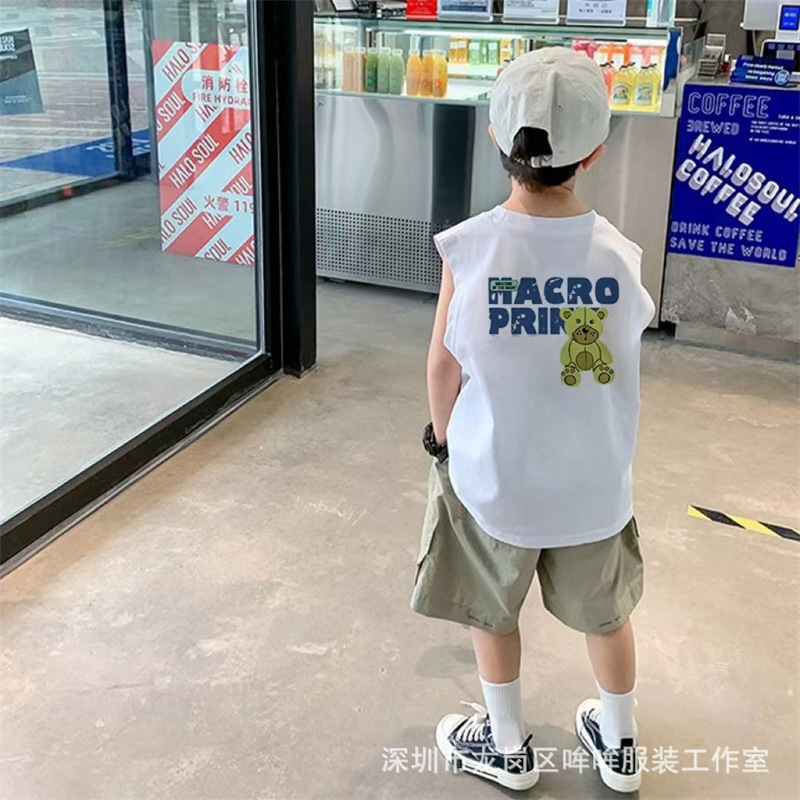 Verano 100% algodón chaleco sin mangas de los niños nuevos desgaste exterior chaleco los niños camiseta delgada