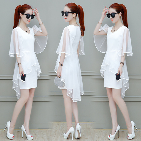 Sexy and Non-see-through Bodysuit Women's Summer Dress Slimming, Ethereal, Cool, Net Sheer Medium-length Dress Trend