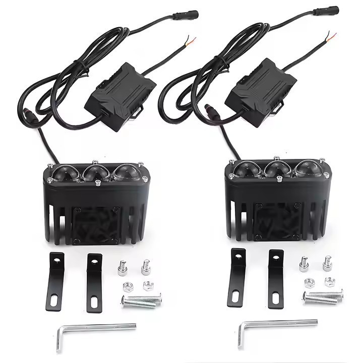 Luz auxiliar de motocicleta U23led lámpara de trabajo vehículo eléctrico LED bicolor lente ultra brillante blanco amarillo faro universal image 4