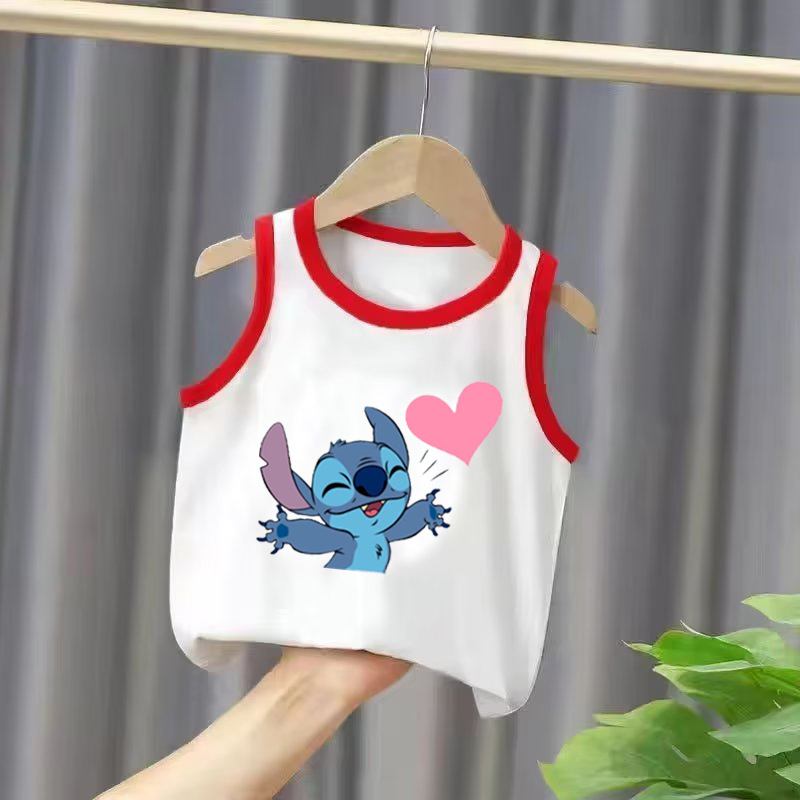 夏季新款Stitch 史迪卡通印花兒童裝坎肩上衣男女童無袖休閒背心