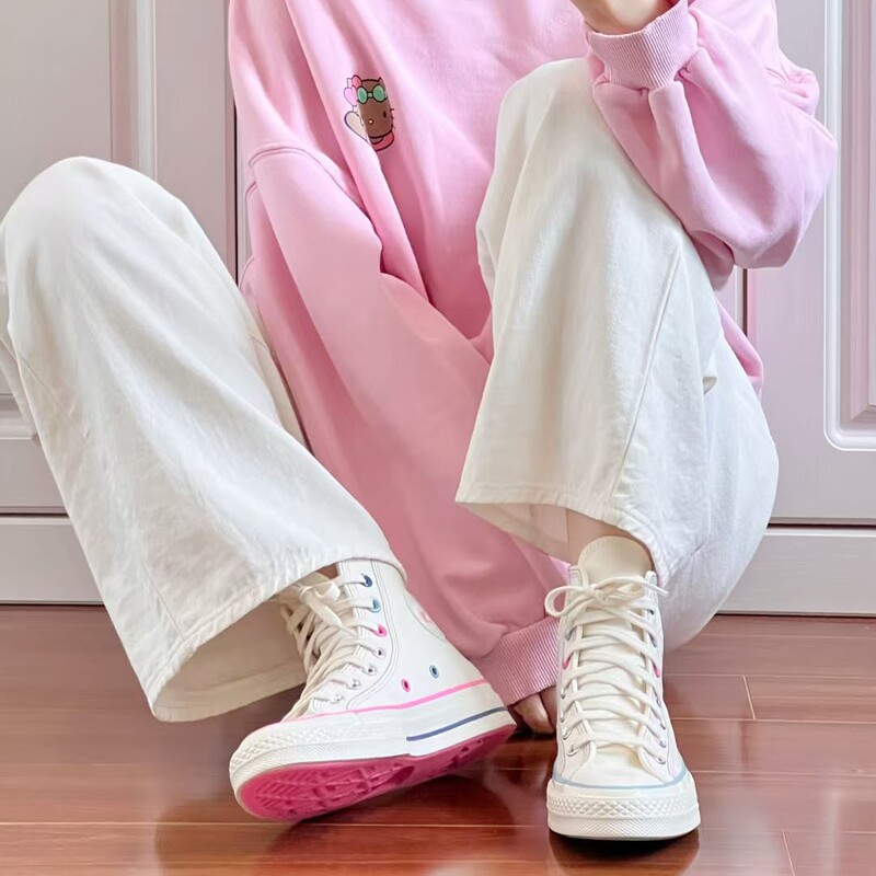 Meiqi Converse 1970S 春の新作 メンズ レディース ハイカット ホワイト パウダー マンダリン スター カジュアル キャンバス スニーカー A15744C|undefined