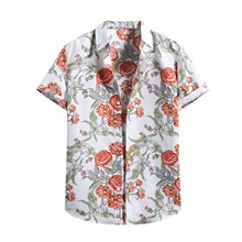 夏威夷男士印花短袖衬衫大码夏季沙滩衬衣宽松休闲海边冲浪沙滩服