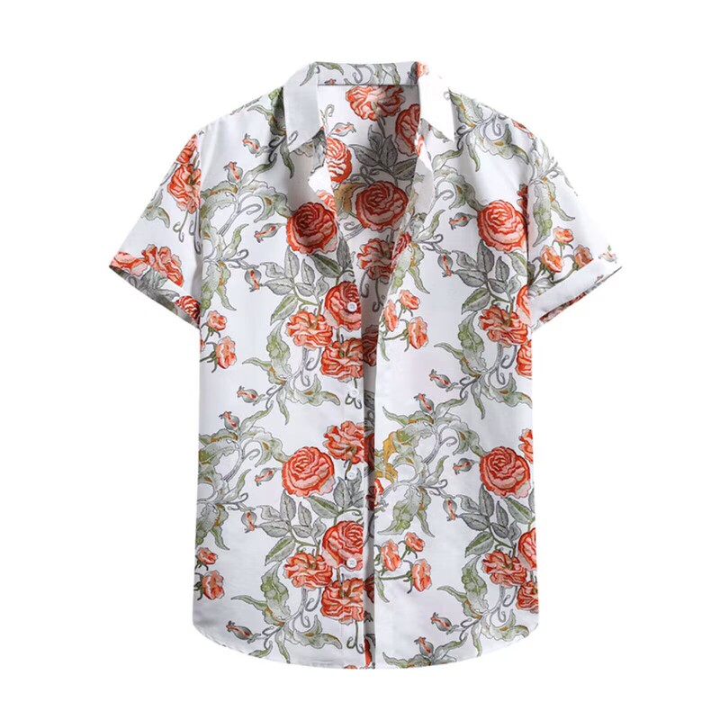 Hawaiian Men's Printed Short-sleeved Shirt plus size Summer Beach Shirt Loose Casual Seaside Surfing Beach Suit