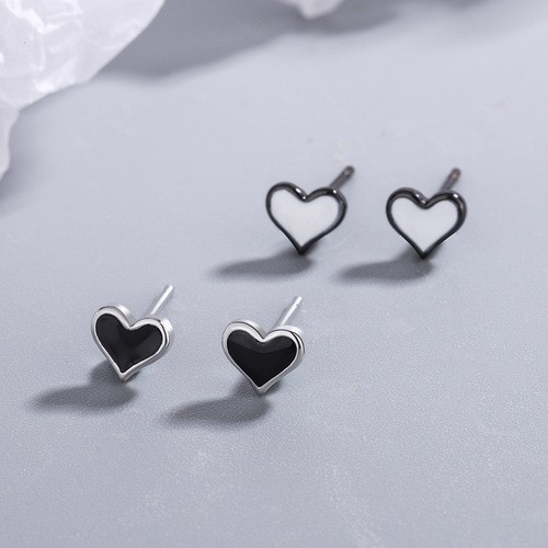 Earrings for women Korean style small fresh and sweet glue love simple girly heart earrings earrings copper earrings for women
