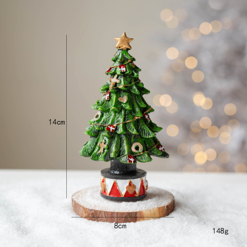 クリスマスのデスクトップ装飾装飾クリスマス樹脂ミニクリスマスツリーの小さな家装飾写真道具|undefined