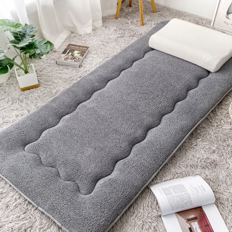 Thickened Warm Lamb Velvet Mattress Winter Single and Double Children's Bed Dormitory Bunk Bed Tatami Foldable and Floor-Covering