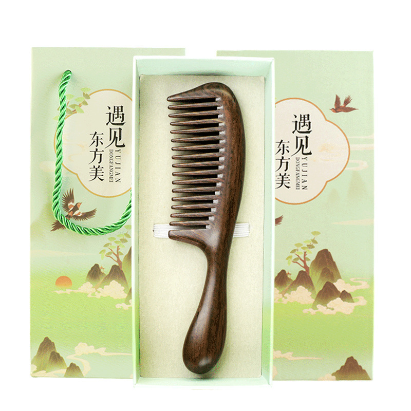 黒檀櫛ギフトボックスセット、女性専用高級白檀櫛、母へのギフト、木製櫛、ヘアスムージングヘアコームギフト|undefined