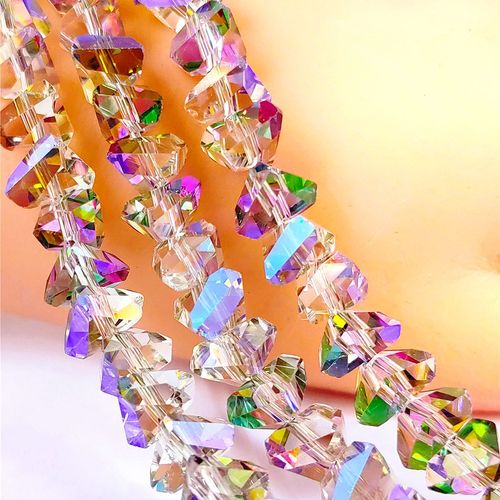 3/4/6/8mm medium hole three-dimensional triangular beads crystal glass loose beads electroplating hair accessories bracelet clothing accessories beads