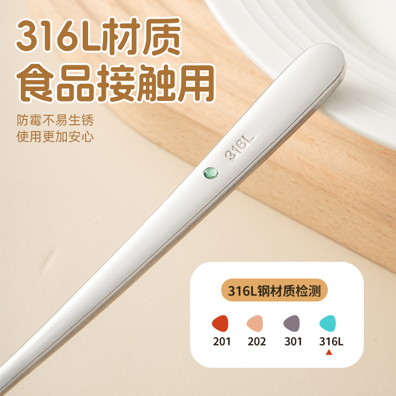 Cuchara de acero inoxidable 316 para padres e hijos Cuchara de comida para compartir comidas en casa Cuchara de mango largo Cuchara de sopa sólida para adultos para niños