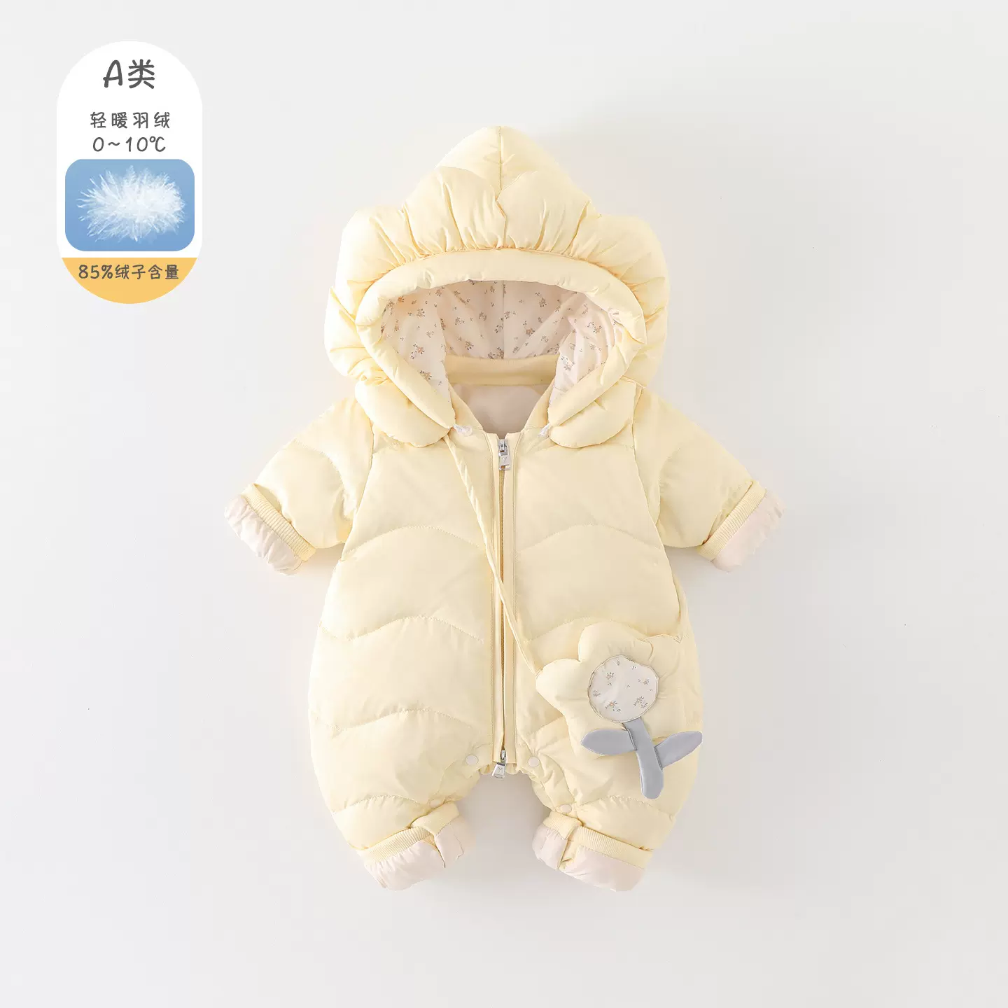 婴儿衣服冬装90白鸭绒羽绒服可爱加厚保暖女宝宝冬季外出服连体衣