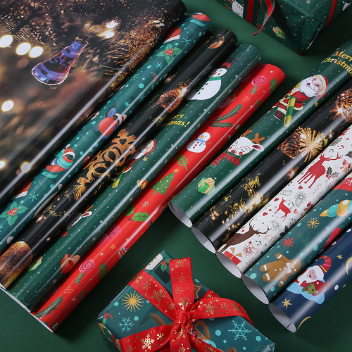 Wholesale Christmas wrapping paper Christmas gift box packaging paper double-sided colorful bouquet packaging paper