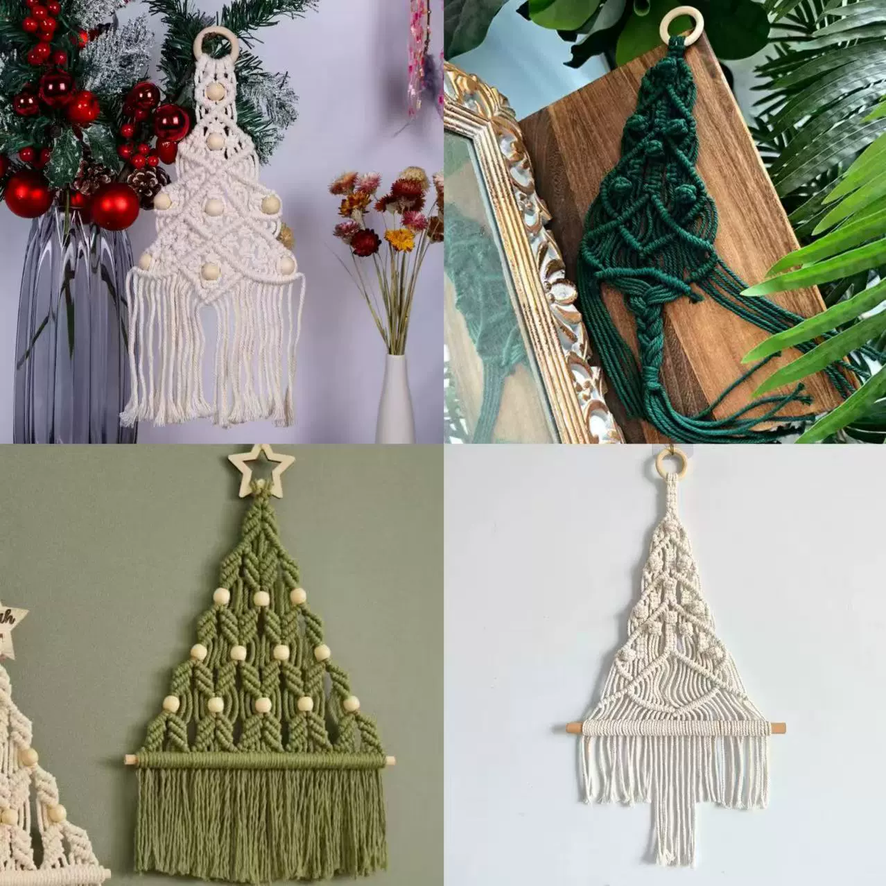 Трансграничная горячая распродажа, рождественская елка, ручная работа, хлопковая веревка, тканые подвески, Рождественский подарок, гобелен, украшение для дома, спальни, стены