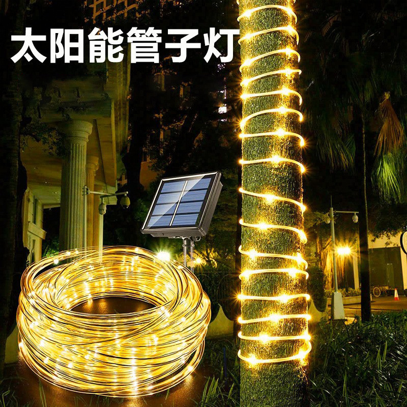 Led Solar String Lights Copper Wire Tube Lights Outdoor Waterproof Christmas Tree Courtyard Decoration Small Lanterns Cross-Border Wholesale