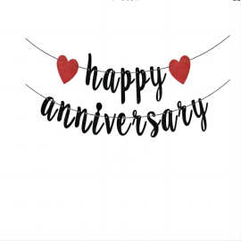 情人节周年纪念日HappyAnniversary爱心字母拉旗拉花派对横幅拉旗