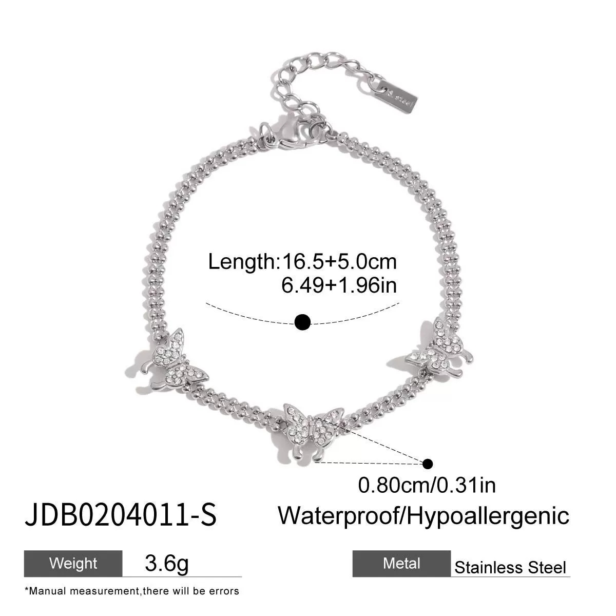 杰鼎 (Cross-border trading), bracelet stainless steel with zircon, accessory, European style, light luxury style, high-quality style, does not fade