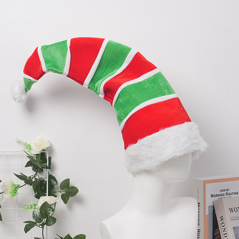 Christmas Decorative Hat Holiday Party Props Cartoon Red and Green Patchwork Christmas Hat Wholesale Gift Styling Gift