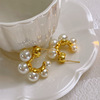 Advanced retro brass material from pearl, earrings, silver needle, European style, french style, high-quality style