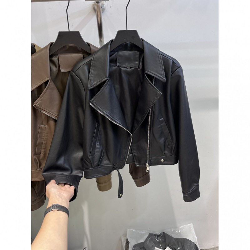 香港風茶色の服のコートの女性の新モデル2024の爆発的な小型の短い機関車の服の気質のジャケット|undefined