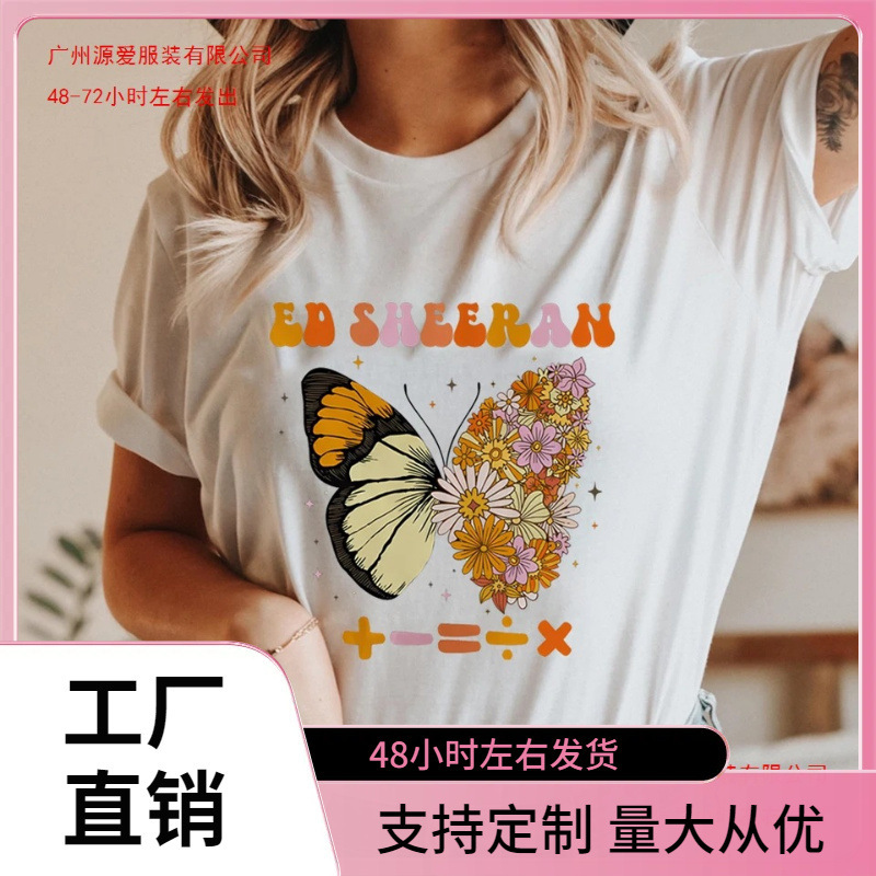European Size T-Shirt Ed Sheeran Butterfly T-Shirt Aesthetic Butterfly T-Shirt Country Music T-Shirt Concert T-Shirt for Men and Women