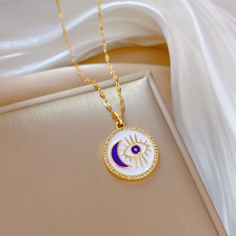 1 Piece Fashion Eye Stainless Steel Copper Plating Zircon Pendant Necklace_colorza_5