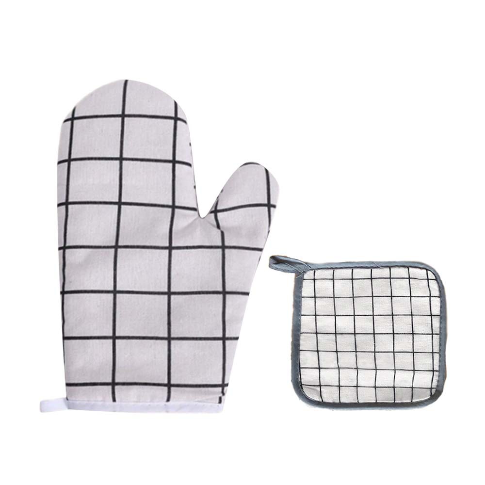 Guantes de cocción de algodón y lino guantes de microondas guantes de aislamiento térmico guantes de horno gruesos guantes resistentes a altas temperaturas guantes a prueba de quemaduras