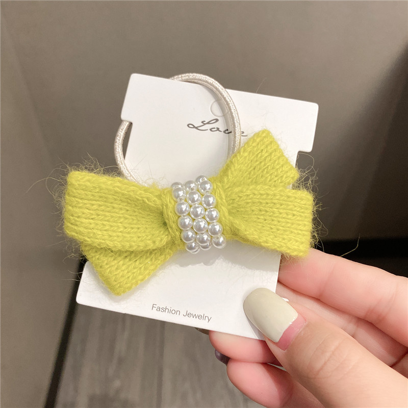 Autumn And Winter New Bow Wool Simple Headband Female Online Influencer Ins Rubber Band Female Hair Tie Pearl Tie Waist Hair Ring display picture 9