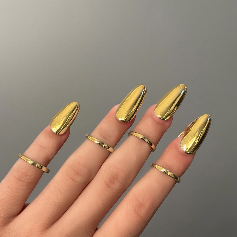 High-End Metal Nail Ring Ins Wearable Manicure Ring Set Niche Design Unique and Exaggerated Accessories