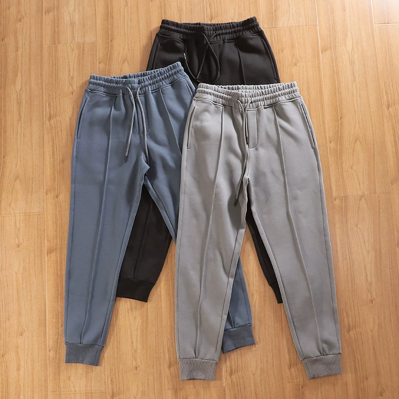 Качественный стопный товар! 380G высококилограммовые комбинированные хлопчатобумажные брюки мужские сплошной цвет эластина по талии