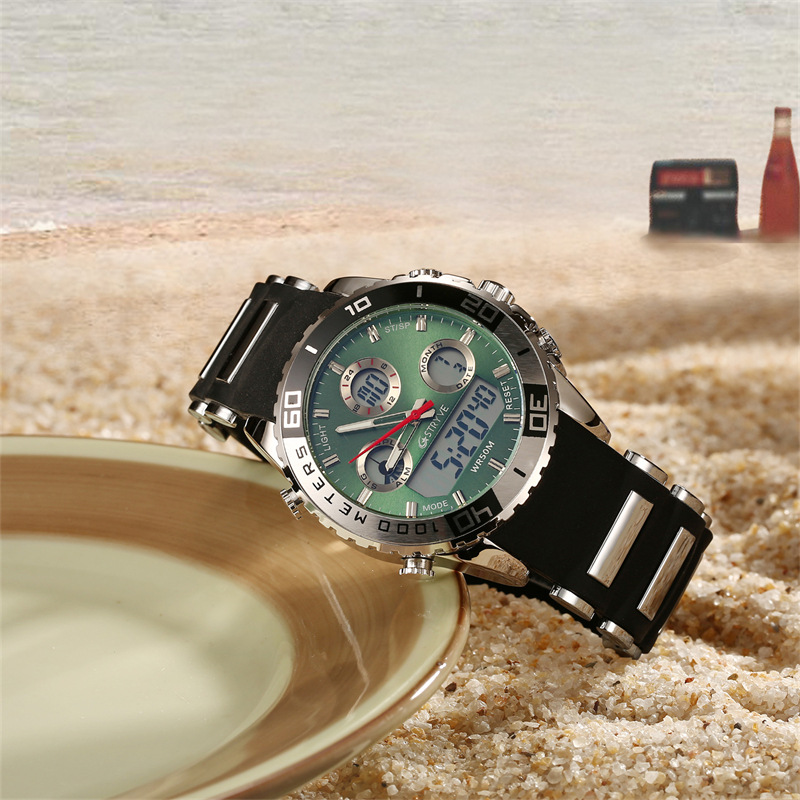 STRYVE nuevo reloj deportivo para hombres de doble pantalla todo el punto rápido cronometraje luminoso reloj de moda entrega de una pieza