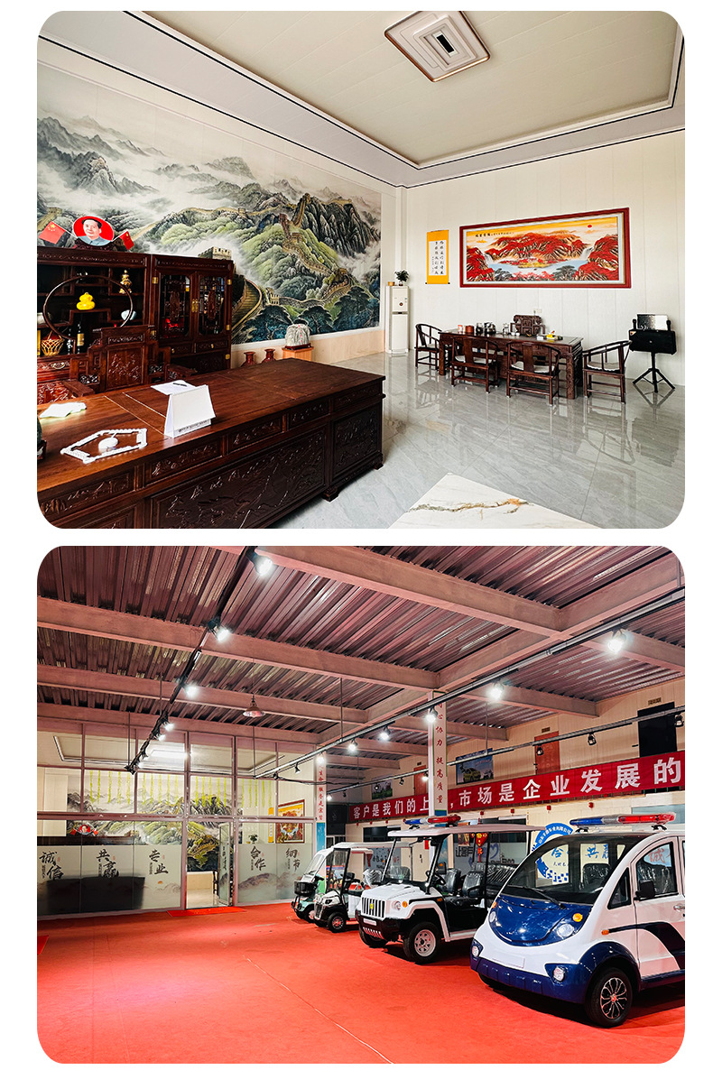 New Model Golf Cart with Lights for Tourist Attractions, Reception Shuttle, 4-Seater Electric Golf Cart with Cargo Bucket